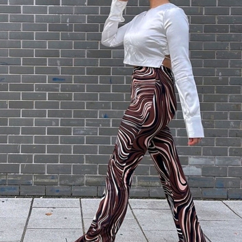 SHEIN brown marble TRENDY flare pants 🤎